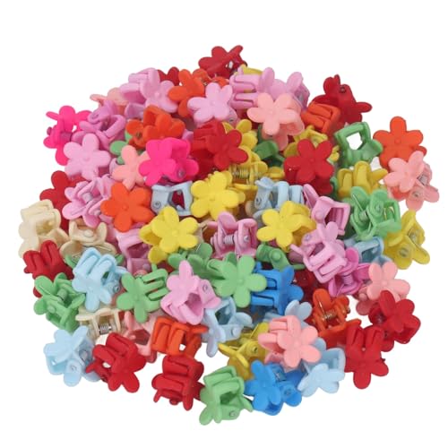 ASHATA 100pcs Mini Blumenhaarkrallen Klammern Blumen Haarnadeln für Mädchen, Entzückende Kleine Haarklammern mit Lebendigen Farben, Einfach zu Bedienen, Haardekorationszubehör von ASHATA