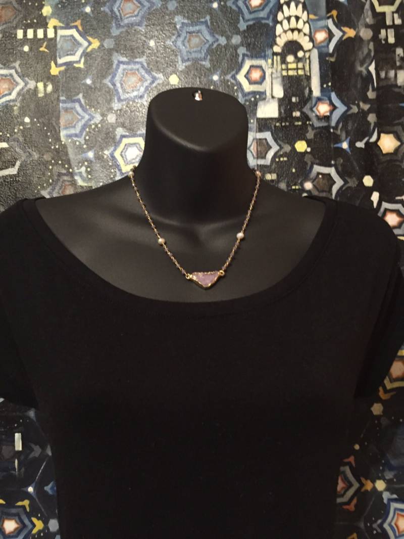 Amethyst Druzy Auf Lavendel Opal Quarz Und Perlen von ASHDesignStudio