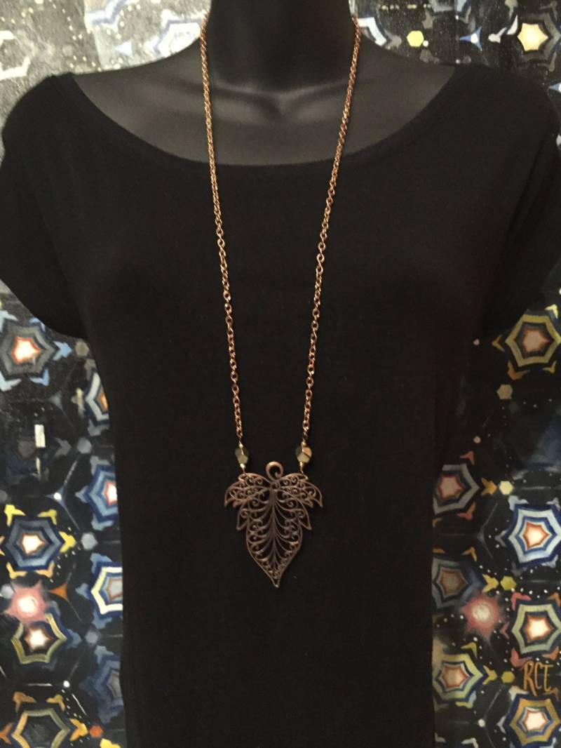 Bronze Blatt Mit Rose Gold Kette von ASHDesignStudio