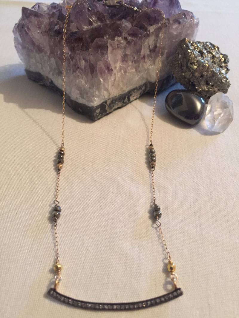 Diamond Bar Mit Pyrit Halskette von ASHDesignStudio