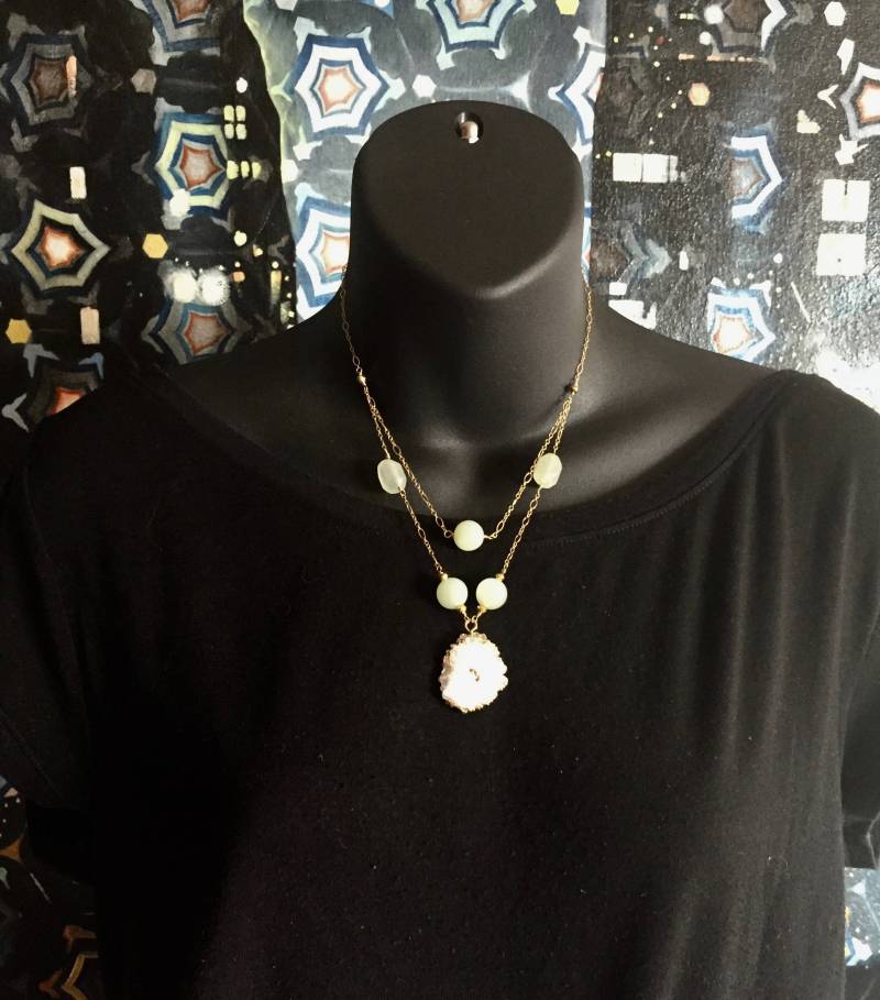 Druzy in Gold Mit Neuen Jade von ASHDesignStudio