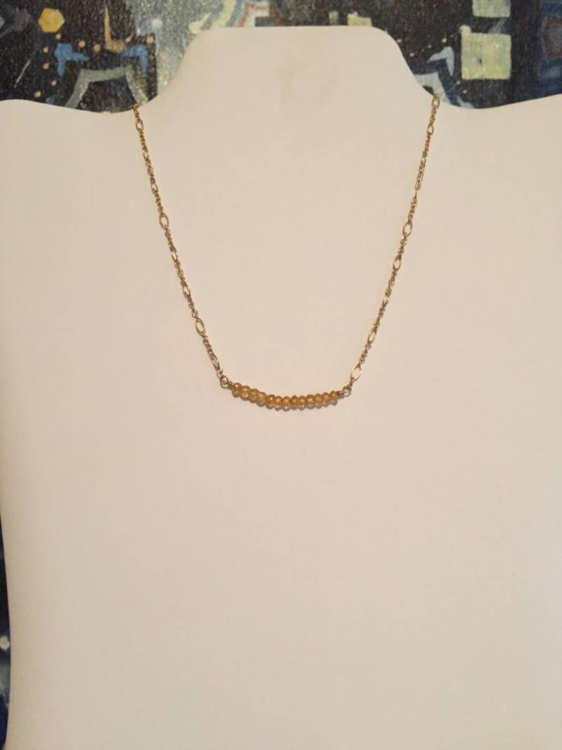 Facettierte Citrin Bar Auf Goldkette von ASHDesignStudio