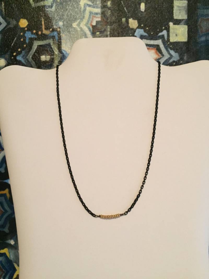 Gold Perlen Mit Schwarzen Kette von ASHDesignStudio