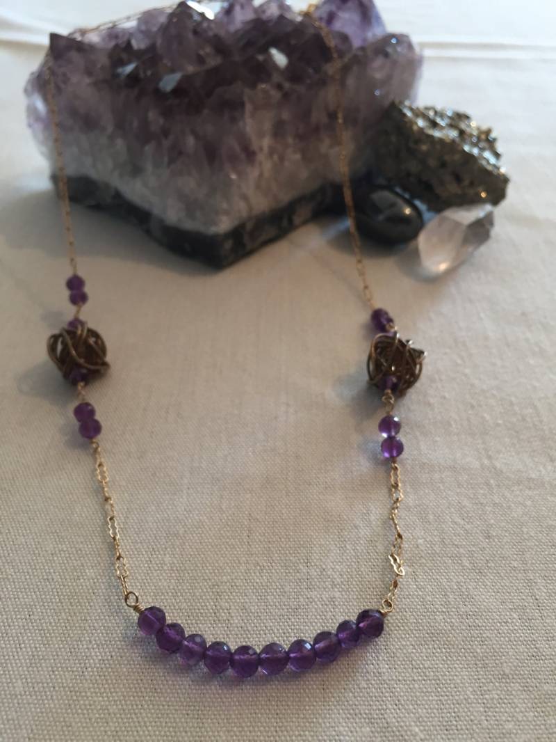 Gold Und Lila Amethyst Halskette von ASHDesignStudio