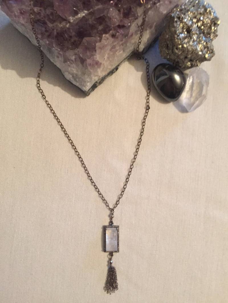 Mondstein Und Diamant Silberne Quasten von ASHDesignStudio