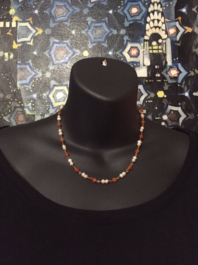 Perle Und Karneol Draht Gewickelt Halskette von ASHDesignStudio