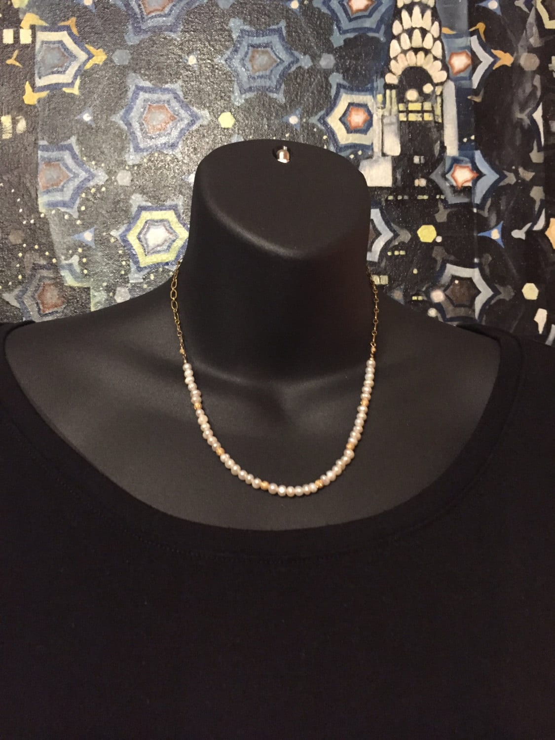 Perlenkette Mit Gold Stardust Perlen Perlenkette Mit Gold Stardust Perlen von ASHDesignStudio