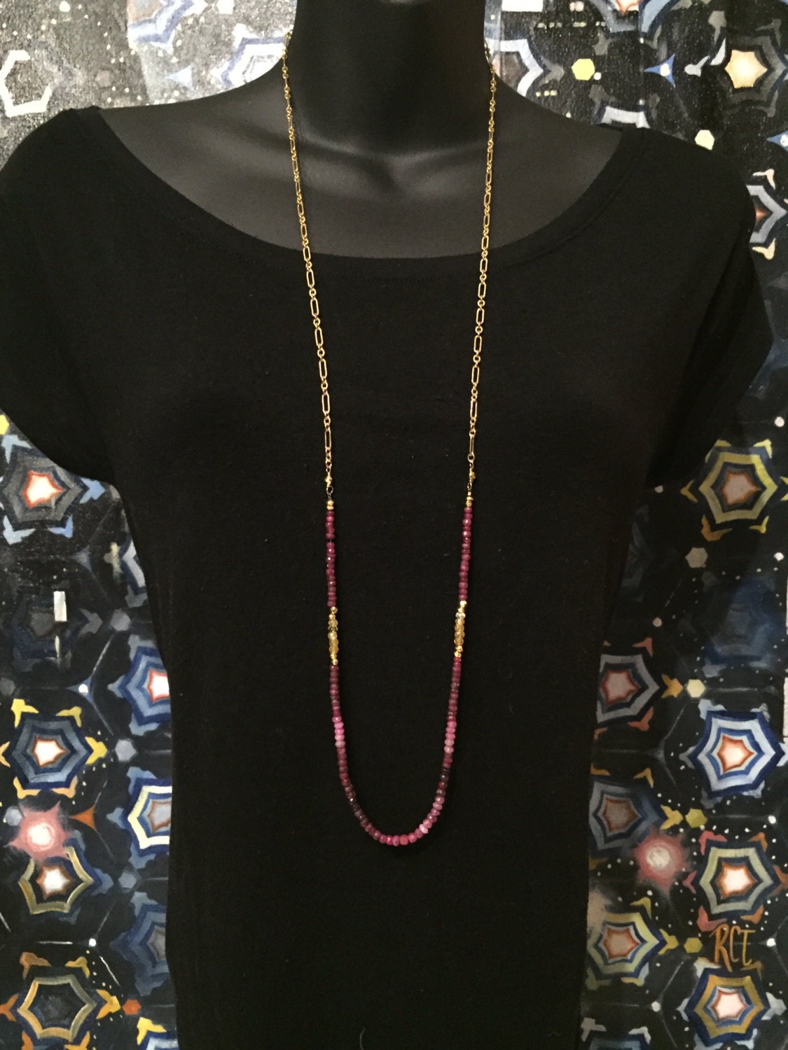 Ruby Und Citrin Lange Halskette Ruby Und Citrin Lange Halskette von ASHDesignStudio