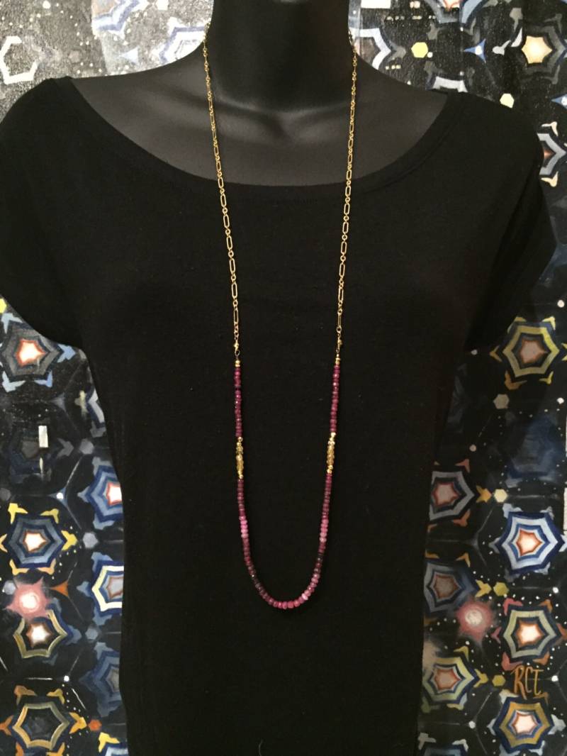 Ruby Und Citrin Lange Halskette von ASHDesignStudio
