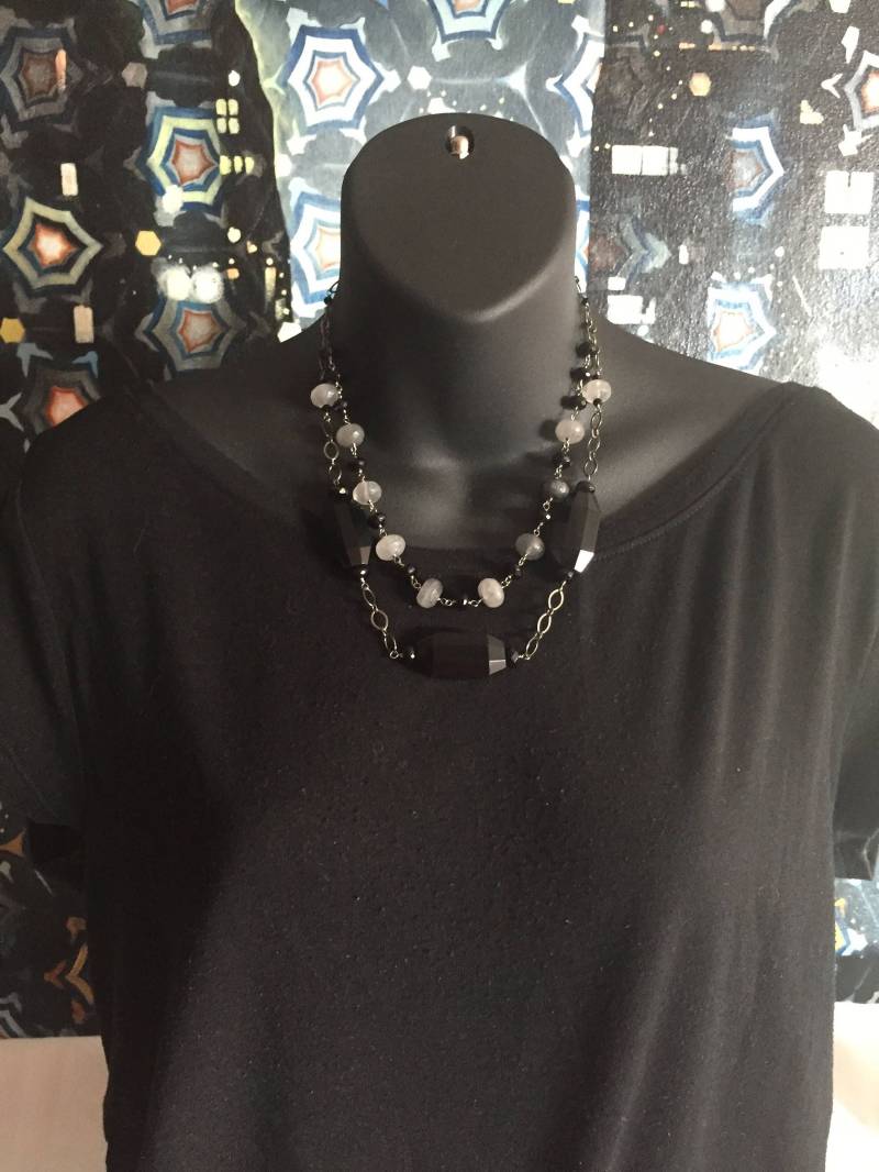 Rutilquarz, Onyx Und Facettierten Schwarzen Glas von ASHDesignStudio