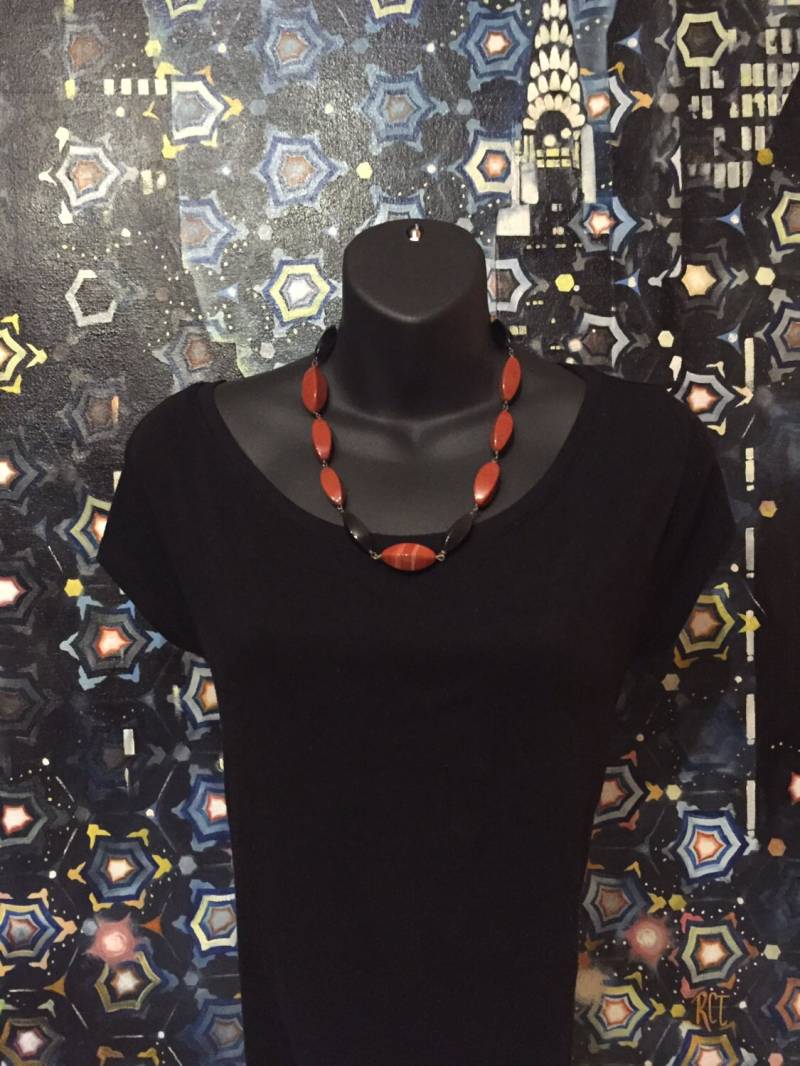 Schwarze Onyx Und Jaspis Halskette von ASHDesignStudio