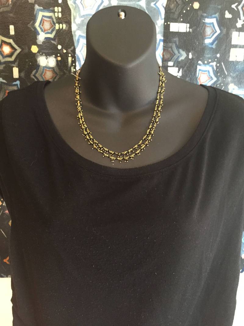 Schwarzer Spinell Wunderkerze Gold Doppel Strang von ASHDesignStudio