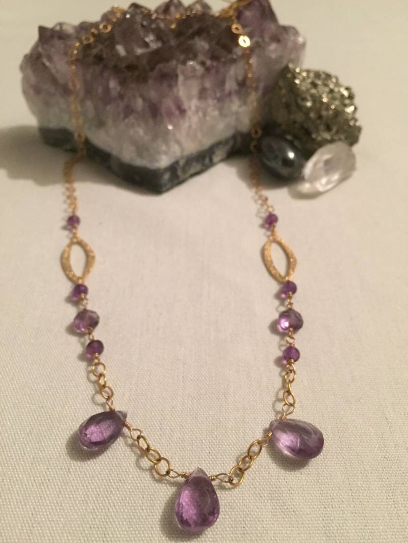 Tränenblech Facettierten Amethyst Strang von ASHDesignStudio