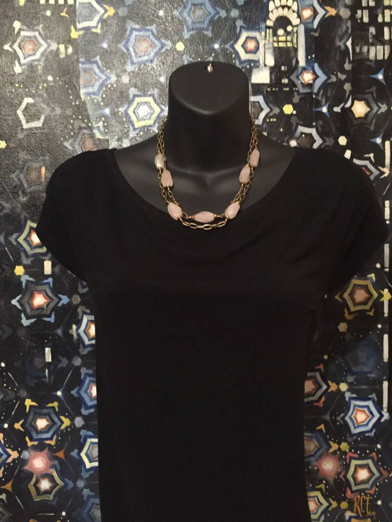 Verdrehte Rosenquarz Mit Hämatit Und Goldkette von ASHDesignStudio