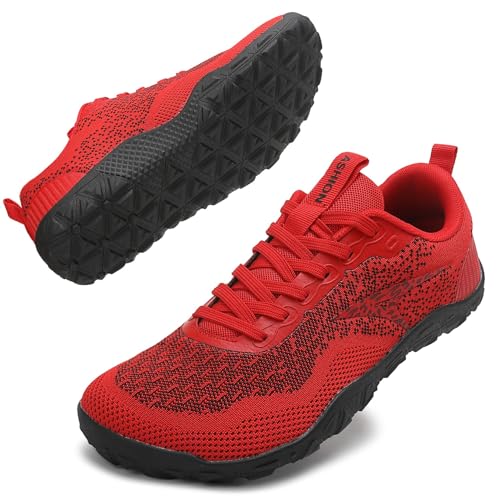 ASHION Turnschuhe Herren Laufschuhe Sportschuhe Sneaker Herren Straßenlaufschuhe Outdoor Traillaufschuhe Barfußschuhe, Rot, 41 EU von ASHION