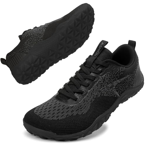 ASHION Turnschuhe Herren Laufschuhe Sportschuhe Sneaker Herren Straßenlaufschuhe Outdoor Traillaufschuhe Barfußschuhe, Schwarz Grau, 39 EU von ASHION