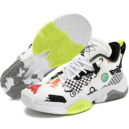 ASHION Basketball Schuhe Herren Sneakers Anti-Skid Atmungsaktiv Outdoor Sportschuhe(B Weiß,40EU) von ASHION