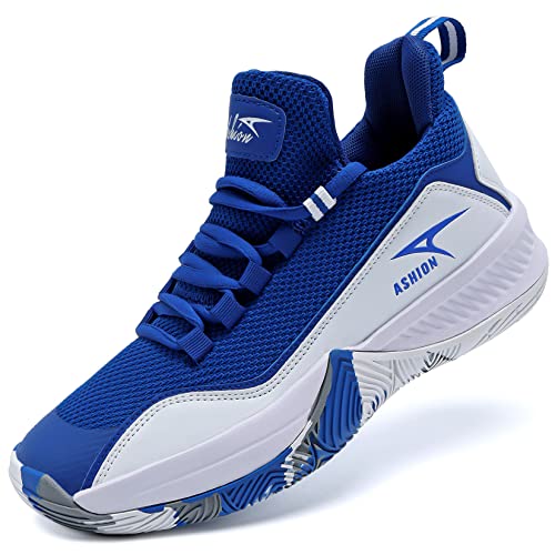 ASHION Basketballschuhe Jungen Turnschuhe Kinder Sneaker High Top Outdoor Sportschuhe Anti Skid Atmungsaktive(C Blau,40EU) von ASHION