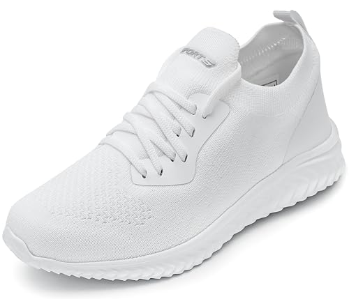 ASHION Damen Sneaker Turnschuhe Leicht Bequeme Laufschuhe Sportschuhe Freizeitschuhe StraßenlaufschuheTennis Schuhe,A Weiß,41 EU von ASHION