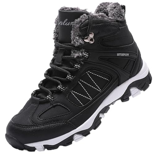 ASHION Damen Winterstiefel Winterschuhe Stiefel Stiefeletten Gefütterte Schneestiefel Wandern Boots Draussen 36-42,Schwarz Weiß 42 EU von ASHION