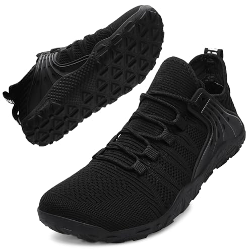 ASHION Herren Barfußschuhe Breite Barfussschuhe Traillaufschuhe Herren Outdoor Sport Walkingschuhe Sneaker, 06-Schwarz, 44 EU von ASHION