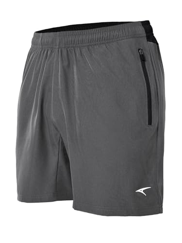 Herren Leicht Atmungsaktive Sporthose Quick Dry Kurze Activewear Shorts Sommer Laufshorts Training Kurz Outdoor Freizeithose mit Taschen E - Grau, XX-Large von ASHION