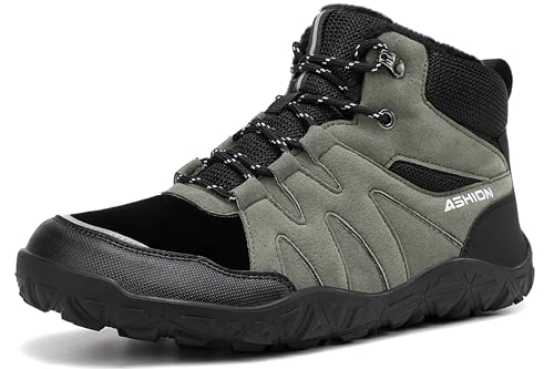 ASHION Herren Winterschuhe Trekking Outdoor Boots Wanderstiefel Warm Gefüttert Schneestiefel Winter Stiefel,Grün 45 EU von ASHION