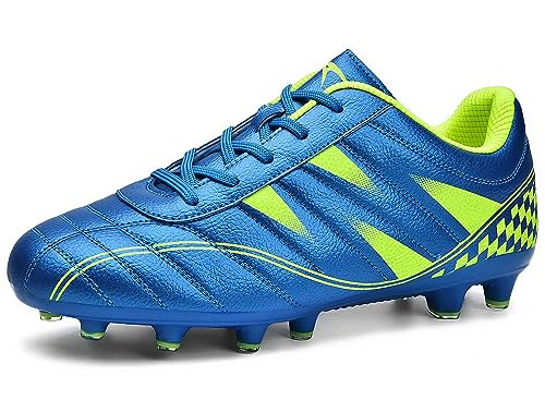 ASHION Fußballschuh Kinder Fussballschuhe Footballschuhe Outdoor Athletic Soccer Schuhe Z01,C Blau Grün,33EU von ASHION