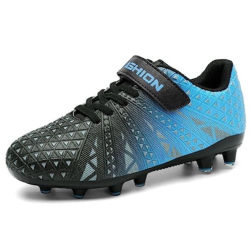 ASHION Jungen Fußballschuh Kinder Fussballschuhe Footballschuhe Outdoor Athletic Soccer Schuhe Z10,B Blau Schwarz,33 EU von ASHION
