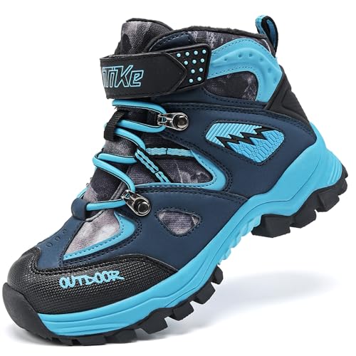 ASHION Winterschuhe Kinder Mid Schneestiefel Gefütterte Winterstiefel Wanderschuhe Trekking Baumwollschuhe,B Light Blau,31 EU von ASHION