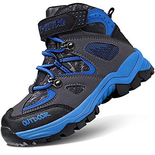 ASHION Winterschuhe Kinder Mid Schneestiefel Gefütterte Winterstiefel Wanderschuhe Trekking Baumwollschuhe,B Blau,24 EU von ASHION