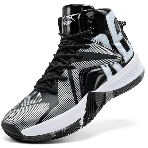 ASHION Kinder Basketballschuhe Jungen Sneaker Mädchen Hallenschuhe Turnschuhe Jungen Tennischuhe,36EU,Schwarz Silber von ASHION