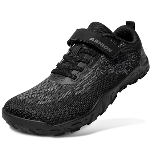 ASHION Kinder Sneaker Jungen Mädchen Wanderschuhe Leicht Turnschuhe Outdoor Trekkingschuhe,Schwarz,36 EU von ASHION