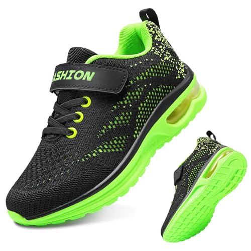 ASHION Kinder Turnschuhe Jungen Sneaker Kinderschuhe Mesh Atmungsaktiv Outdoor Laufschuhe(Grün,34EU) von ASHION