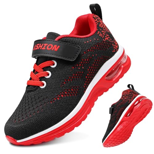 ASHION Kinder Turnschuhe Jungen Sneaker Kinderschuhe Mesh Atmungsaktiv Outdoor Laufschuhe(Rot,34EU) von ASHION