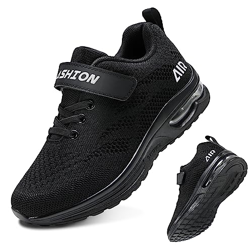 ASHION Kinder Turnschuhe Jungen Sneaker Kinderschuhe Mesh Atmungsaktiv Outdoor Laufschuhe(Schwarz,33EU) von ASHION