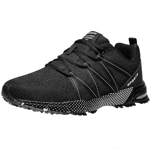 ASHION Sneaker Herren Sportschuhe Laufschuhe Turnschuhe Leichtgewichts Atmungsaktiv Freizeit Straßenlaufschuhe, Schwarz,43 EU von ASHION