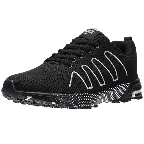 ASHION Turnschuhe Herren Sneaker Laufschuhe Sportschuhe Atmungsaktiv Sneaker Leichte Straßenlaufschuhe,B Schwarz,46 EU von ASHION