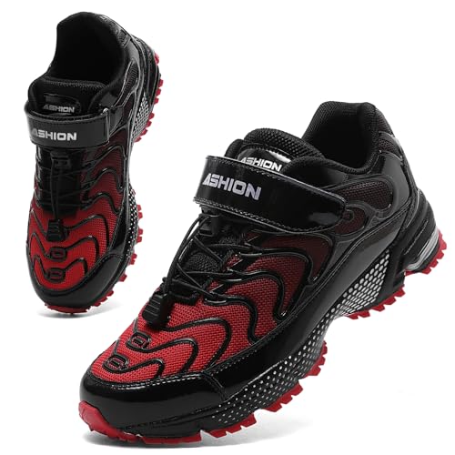 ASHION Turnschuhe Kinder Sneaker Jungen Sportschuhe Kinderschuhe Atmungsaktiv Laufschuhe Outdoor(Schwarz Rot,37EU) von ASHION