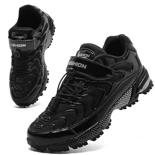 ASHION Turnschuhe Kinder Sneaker Jungen Sportschuhe Kinderschuhe Atmungsaktiv Laufschuhe Outdoor(All Schwarz,34EU) von ASHION