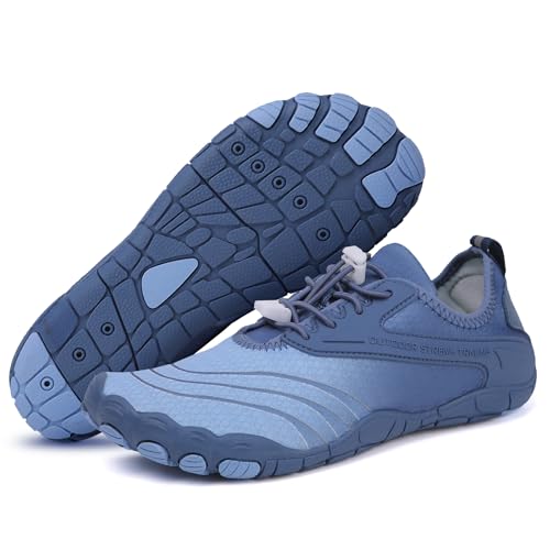 ASHION Unisex Barfußschuhe Herren Badeschuhe Damen Atmungsaktiv Leicht Wasserschuhe Sommer Strandschuhe rutschfeste Schwimmschuhe Aquaschuhe,Blau,37 EU von ASHION