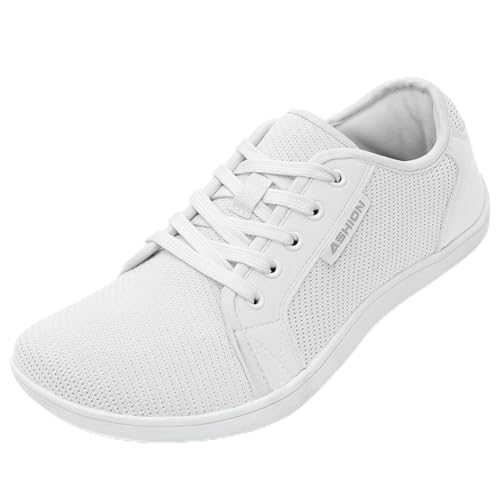 ASHION Unisex Breite Barfuss Schuhe Damen Herren Barfußschuhe Minimalistische Outdoor Trail Running Walking Schuhe,C Weiß 42 EU von ASHION