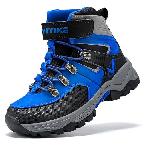 ASHION Winterschuhe Jungen Schneestiefel Kinder Mid Gefütterte Winterstiefel Wanderschuhe Trekking Baumwollschuhe,D Light Blau 40 EU von ASHION