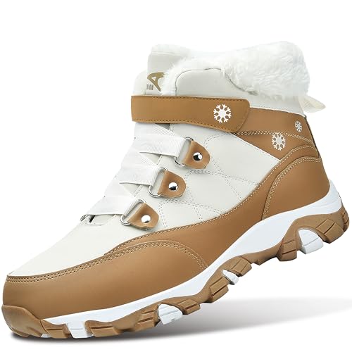ASHION Winterstiefel Damen Winterschuhe Wanderschuhe Warm Gefüttert Schneestiefel Winter Outdoor Trekking Boots,A Braun 36 EU von ASHION