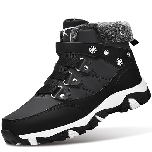 ASHION Winterstiefel Damen Winterschuhe Wanderschuhe Warm Gefüttert Schneestiefel Winter Outdoor Trekking Boots,A Schwarz 38 EU von ASHION