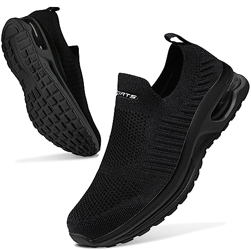 ASHION Damen Slip On Sneaker Mesh Leichte Atmungsaktiv Freizeitschuhe Fitness Turnschuhe Laufschuhe Walking Schuhe,Schwarz Weiß,36 EU von ASHION