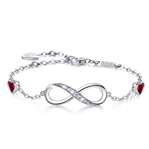 ASHLI JENA 925er Sterling Silber Unendlichkeit Frauen Armband Weiß vergoldet Liebessymbol Charme Verstellbares Armband Frauen Mädchen Schmuck Geschenk zum Geburtstag Muttertag (A01-Jan-Silver) von ASHLI JENA