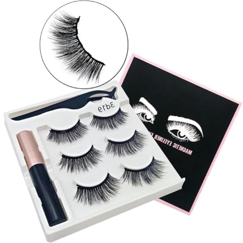 3 Paar Magnetische Wimpern Natürliches Aussehen Magnetische Wimpern Weiche Magnete Falsche Wimpern Eyeliner Wiederverwendbare 3D Fälschungswimpern Magnetische Wimpern Natürlich Aussehende von ASHLUYAK