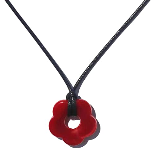 ASHLUYAK 2023 Trend Acryl Blume Anhänger Halskette für Mädchen Frauen Lange Wachslinie Halskette Koreanischer Modeschmuck Choker von ASHLUYAK