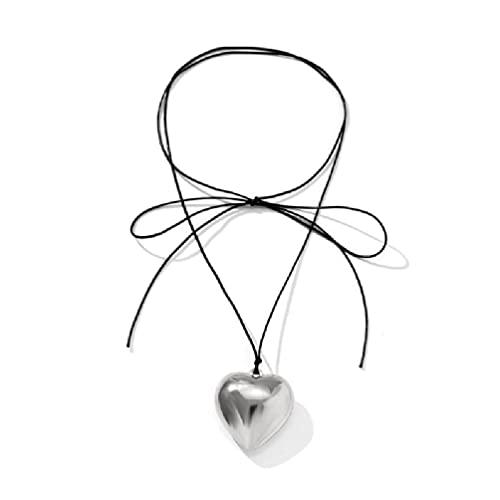 ASHLUYAK Goth Big Heart Pendant Choker Women Elegant Weave Knotted Bowknot Adjustable Chain New Year Jewelry Heart Pendant for Women von ASHLUYAK